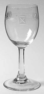 Unknown Crystal Unk2983 Wine Glass   Cut,Horizontal,Boxed X,Clear,No Trim