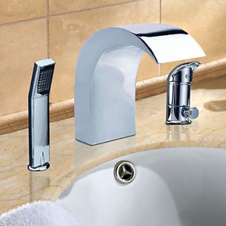 Chrome Finish Contemporary Style Widespread Stainless Steel Bathroom Sink Faucets with Handheld Faucet