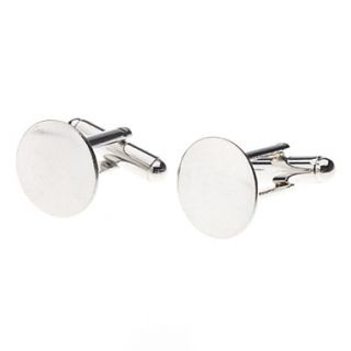 14mm Round Metal Silver Cufflinks (Contain 10 Pics)