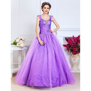 Ball Gown Scoop Floor length Taffeta And Tulle Evening/Prom Dress