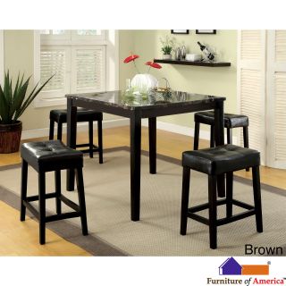 Furniture Of America Shelzy 5 piece Faux Marble Counter Height Pub Set
