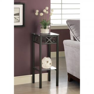 Tempered Glass Top Black Plant Stand