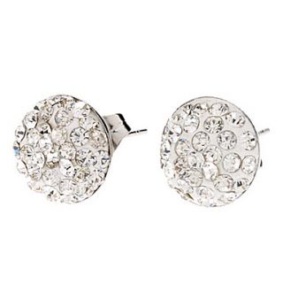 Large Round Nail Form Fully jewelled Stainless Steel Stud Earrings