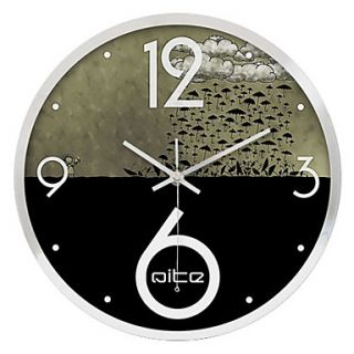 12H Umbrella Pattern Stainless Steel Wall Clock
