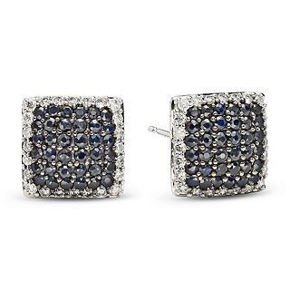 Closeout EFFY Black Sapphire and Diamond Square Earrings, Wg, Womens