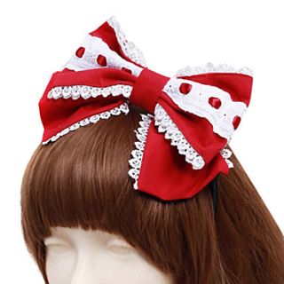 Handmade Red and White Cotton Bow Sweet Lolita Headband