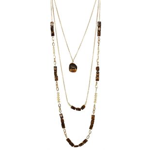 ROX by Alexa Tiger s Eye Long Pendant Necklace, Womens