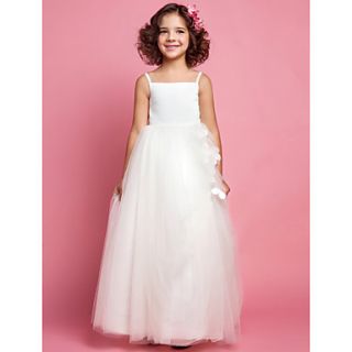A line Princess Spaghetti Straps Tulle And Satin Flower girl Dress(551536)
