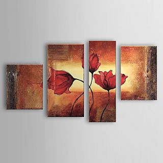 Hand painted Oil Painting Floral Set of 4 1302 FL0060