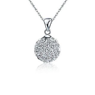 Fashionable Alloy Austrian Crystal Ball Pendant Necklace(Sliver)