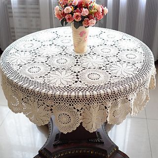 59 Inch Crochet Round Tablecloth