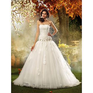 A line Strapless Lace And Tulle Wedding Dress(519019)