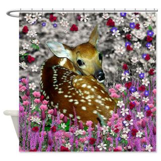  Bambina the Fawn in Flowers II Shower Curtain  Use code FREECART at Checkout