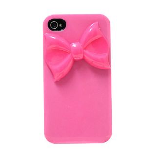 Stereo Bowknot Pattern Hard Case for iPhone 4/4S (Pink)
