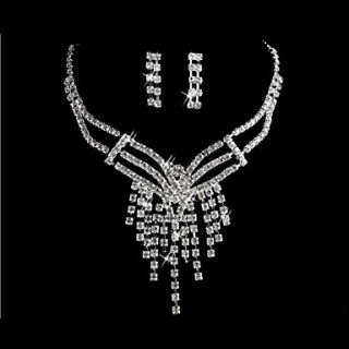 Marvelous Rhinestones Alloy Plated Wedding Bridal Jewelry Set Including Necklace And Earrings