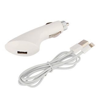 Car Charger with 100cm Apple 8 Pin Cable for iPad Mini,iPad 4,iPhone 5,iPod (DC12 24V,2.1A)