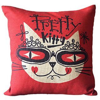Modern Kitty Cotton/Linen Decorative Pillow Cover
