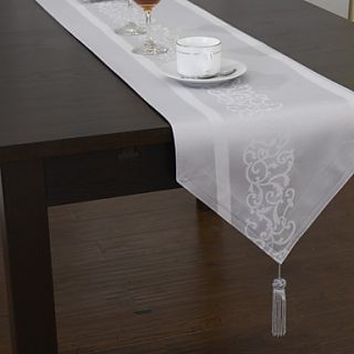 Classic Jacquard Floral Polyester Cotton Blend Table Runners