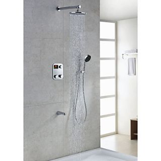 Contemporary Thermostatic LED Digital Display Shower Faucet with 8 inch Round Showerhead Handshower