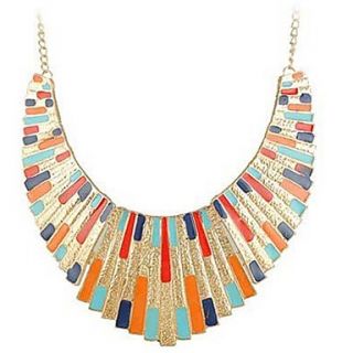 Womens Fan shaped Colorful Alloy Necklace