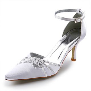Top Quality Satin Upper High Heel Closed toes With Rhinestone Wedding Bridal Shoes
