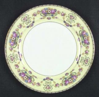 Thomas Winthrop Dinner Plate, Fine China Dinnerware   Pink Floral On Yellow Rim,