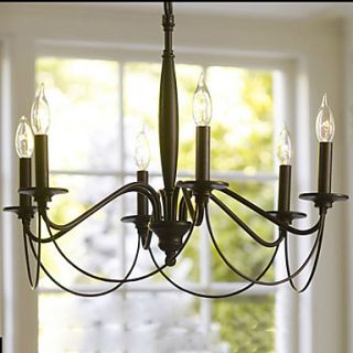 60W Retro Chandelier with 6 Lights in Candle Feature
