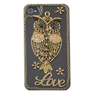 Vintage Owl Love Pattern Zircon Hard Case for iPhone 4/4S