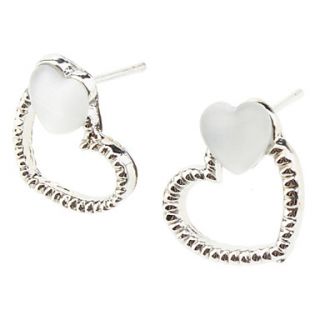 OLL Double Heart White Silver Earrings