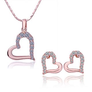 18K Plated With Rhinestone Womens Jewelry Set Including Necklace,Earrings (More Colors)