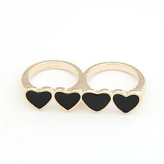 Alloy Acrylic Four Heart Pattern Double Ring (Assorted Colors)