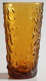 Unknown Crystal Unk7627 Amber 12 Oz Flat Tumbler   Textured, Hiroglyphics, Amber