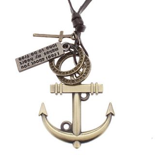 Anchor Many Parts Adjustable Leather Necklace