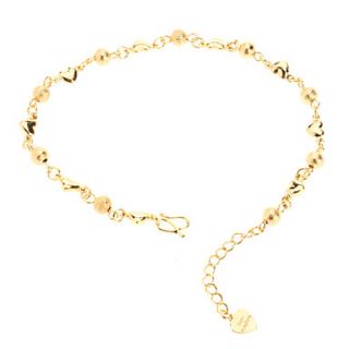 Dull Polish Bead Heart Shaped Gold plated Bracelace