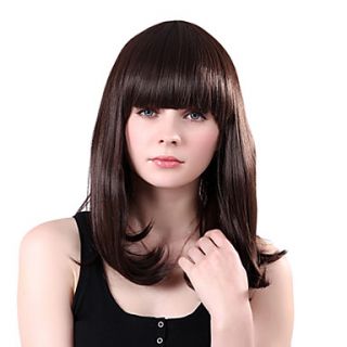 Capless Long Full Bang High Quality Synthetic Brown Wavy Wings