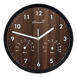 12H Metal Wall Clock with Thermometer Hygrometer