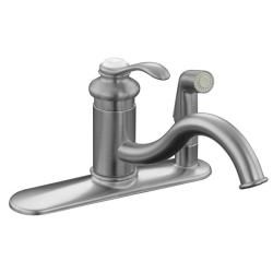 Kohler K 12173 g Brushed Chrome Fairfax Single control Kitchen Sink Faucet With Sidespray In Escutcheon