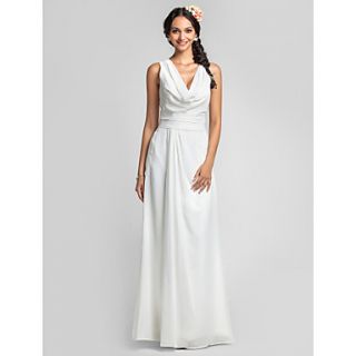 Sheath/Column Cowl Floor length Chiffon Bridesmaid Dress(551451)