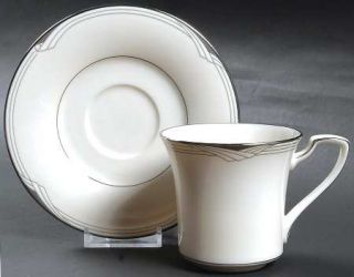 Noritake Sterling Cove Flat Cup & Saucer Set, Fine China Dinnerware   Fine China