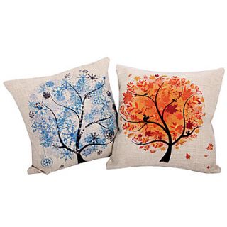 Set of 2 Modern Tree Cotton/Linen Decorative Pillow Cover