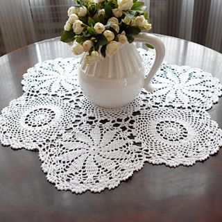 Set Of 2 Handmade Crocheted White Vintage Look Placemats