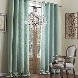 (One Pair) Solid Blue Classic Faux Linen Eco friendly Curtain
