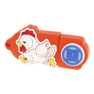 4GB Orange Striding Chicken Pattern with Terrestrial Branch USB2.0 Flash Drive