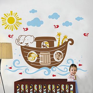 Boat With Ten Animals Wall Sticker