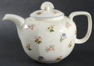 Wedgwood Springtime (Multi On Ivory) Teapot & Lid, Fine China Dinnerware   Flora