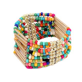 Bohemian Style Alloy Bead Multi row Bracelet(Assorted Colors)