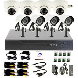 8 Channel DIY CCTV System with 4 Indoor Dome Cameras and 4 Waterproof Camera for Home Office