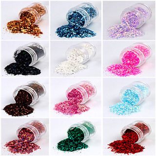 12 Colors Paillette Glitter Powder Nail Art Decorations A(6.5gx12)