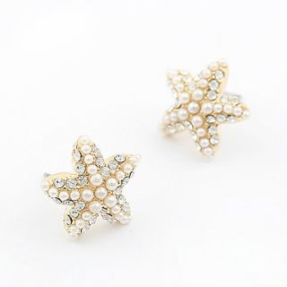 Alloy Pearl Starfish Pattern Earrings