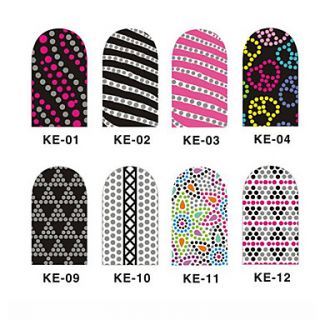 12PCS 3D Full cover Nail Art Stickers Spot Series(NO.1,Assorted Color)